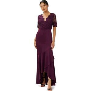 Adrianna Papell Womens Purple Lace Hi-Low Formal Evening Dress Gown Size 2